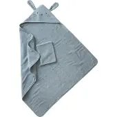 Vertbaudet Badcape + handschoen van biologisch katoenen gaas*, Oeko-Tex. blauw
