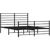 vidaXL Bedframe met hoofd- en voeteneinde metaal zwart 140x190 cm