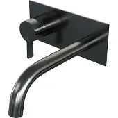 Brauer Gunmetal Edition ColdStart wastafelkraan inbouw gebogen uitloop met achterplaat model E2 gunmetal geborsteld PVD
