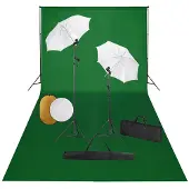 vidaXL Fotostudioset met lampen, paraplu's, achtergrond en reflector