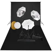 vidaXL Fotostudioset met lampen, paraplu's, achtergrond en reflector