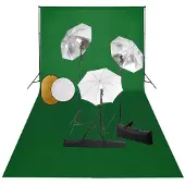 vidaXL Fotostudioset met lampen, paraplu's, achtergrond en reflector