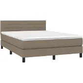 vidaXL Boxspring met matras en LED stof taupe 140x190 cm