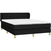 vidaXL Boxspring met matras stof zwart 140x190 cm