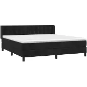 vidaXL Boxspring met matras fluweel zwart 160x200 cm