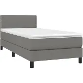 vidaXL Boxspring met matras stof donkergrijs 100x200 cm