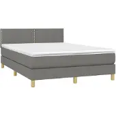 vidaXL Boxspring met matras stof donkergrijs 140x190 cm