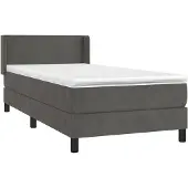 vidaXL Boxspring met matras fluweel donkergrijs 80x200 cm