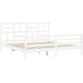 vidaXL Bedframe met hoofdbord massief hout wit 200x200 cm