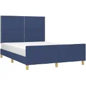 vidaXL Bedframe zonder matras stof blauw 140x190 cm