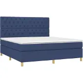 vidaXL Boxspring met matras stof blauw 160x200 cm