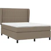 vidaXL Boxspring met matras stof taupe 140x190 cm