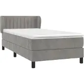 vidaXL Boxspring met matras fluweel lichtgrijs 80x200 cm