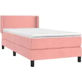 vidaXL Boxspring met matras fluweel roze 80x200 cm