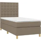 vidaXL Boxspring met matras en LED stof taupe 100x200 cm