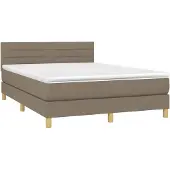 vidaXL Boxspring met matras stof taupe 140x190 cm
