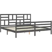 vidaXL Bedframe met hoofdbord massief hout grijs 200x200 cm
