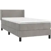 vidaXL Boxspringbed met matras, lichtgrijs, 100x200 cm, fluweel