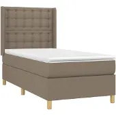 vidaXL Boxspring met matras en LED stof taupe 100x200 cm