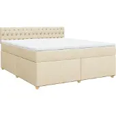 vidaXL Boxspring met matras stof crèmekleurig 180x200 cm