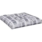 vidaXL Palletkussen 80x80x12 cm stof ruitpatroon grijs