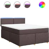 vidaXL Boxspring met matras stof donkerbruin 160x200 cm