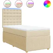 vidaXL Boxspring met matras stof crèmekleurig 80x200 cm