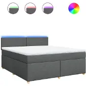 vidaXL Boxspring met matras stof donkergrijs 180x200 cm