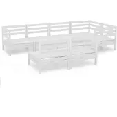 vidaXL 7-delige Loungeset massief grenenhout wit
