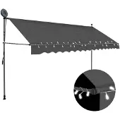Super Merchant Luifel handmatig uitschuifbaar met LED 350 cm antracietkleurig