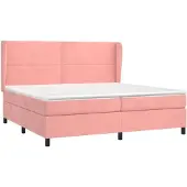 vidaXL Boxspring met matras fluweel roze 200x200 cm