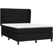 vidaXL Boxspring met matras stof zwart 140x190 cm