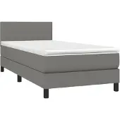 vidaXL Boxspring met matras stof donkergrijs 90x190 cm