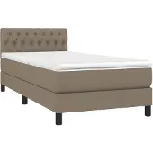 vidaXL Boxspring met matras en LED stof taupe 80x200 cm