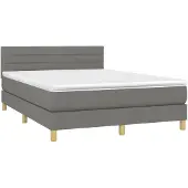 vidaXL Boxspring met matras stof donkergrijs 140x190 cm