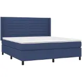vidaXL Boxspring met matras stof blauw 180x200 cm