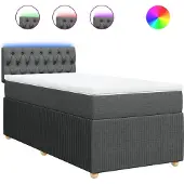 vidaXL Boxspring met matras stof donkergrijs 90x190 cm