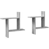 vidaXL Wandschappen 2 st 50x12x50 cm bewerkt hout grijs sonoma eiken