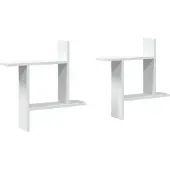 vidaXL Wandschappen 2 st 50x12x50 cm bewerkt hout wit