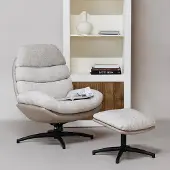 Giga Meubel Draaifauteuil Liane Beige met Voetenbankje