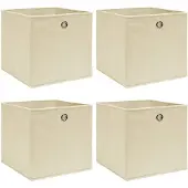 vidaXL Opbergboxen 4 st 32x32x32 cm stof crèmekleurig