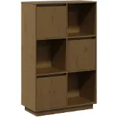 vidaXL Hoge kast 74x35x117 cm massief grenenhout honingbruin