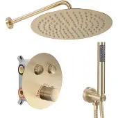 REA Lungo Regendouche Inbouw Geborsteld Goud 39,5cm
