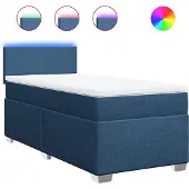 vidaXL Boxspring met matras stof blauw 90x200 cm
