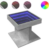vidaXL Salontafel met LED 50x50x45 cm bewerkt hout betongrijs