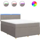 vidaXL Boxspring met matras stof taupe 140x200 cm