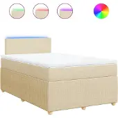 vidaXL Boxspring met matras stof crèmekleurig 120x190 cm