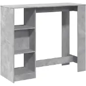 vidaXL Bartafel met schap 124x46x103,5 cm bewerkt hout betongrijs