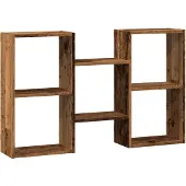 vidaXL Wandschap 96x18x60 cm bewerkt hout oud houtkleurig
