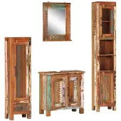 vidaXL 4-delige badkameraccessoireset, massief gerecycled hout